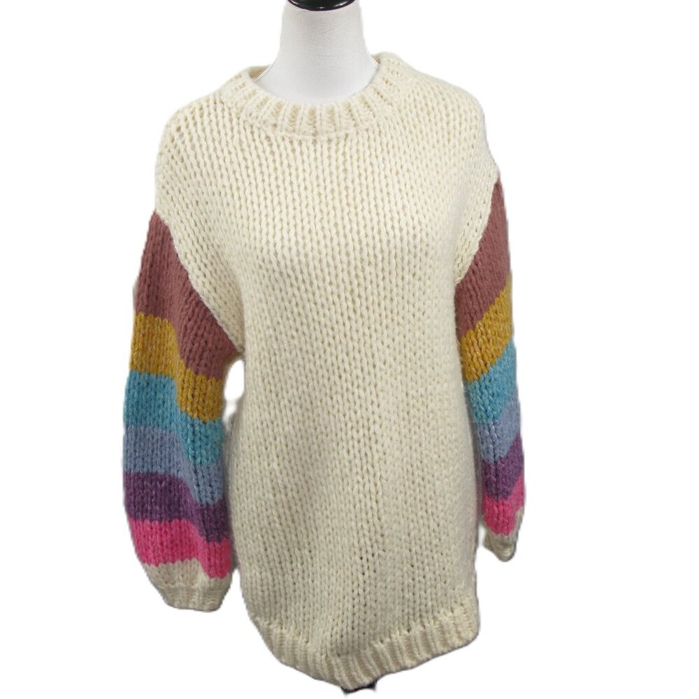 Anniewear Rainbow Sleeve Tunic Sweater Size Large
